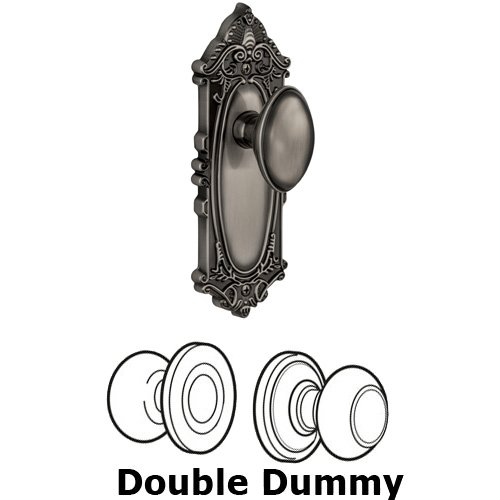 Double Dummy Knob - Grande Victorian Plate with Eden Prairie Door Knob in Antique Pewter
