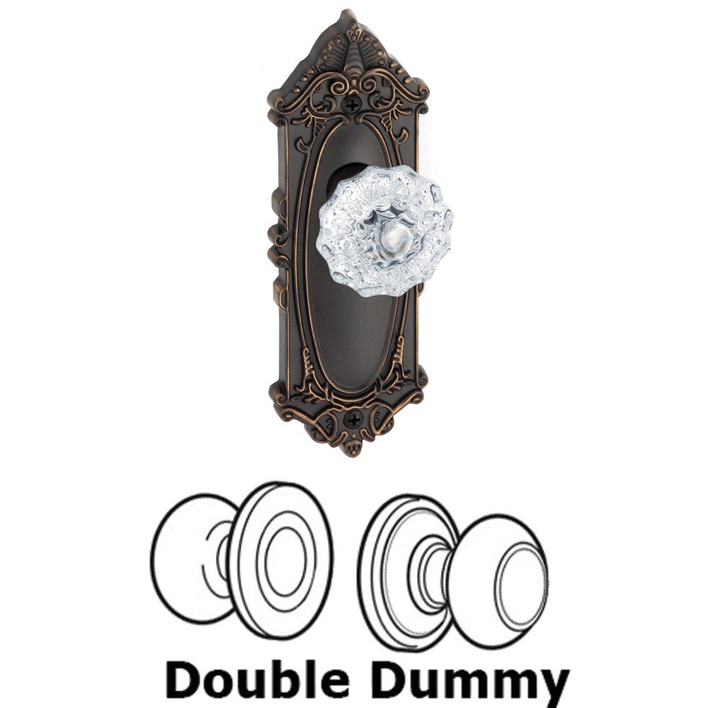 Double Dummy Knob - Grande Victorian Rosette with Fontainebleau Crystal Door Knob in Timeless Bronze