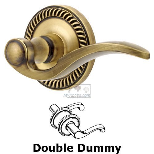 Double Dummy Lever - Newport Rosette with Bellagio Door Lever in Vintage Brass