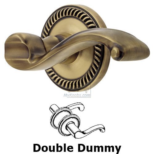 Double Dummy Lever - Newport Rosette with Portofino Door Lever in Vintage Brass