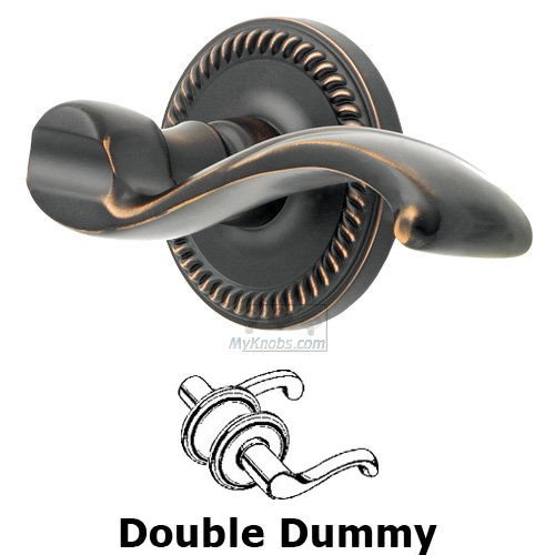Double Dummy Lever - Newport Rosette with Portofino Door Lever in Timeless Bronze