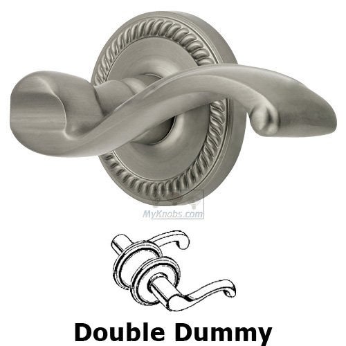 Double Dummy Lever - Newport Rosette with Portofino Door Lever in Satin Nickel