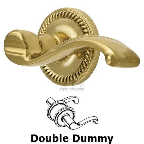 Double Dummy Lever - Newport Rosette with Portofino Door Lever in Polished Brass