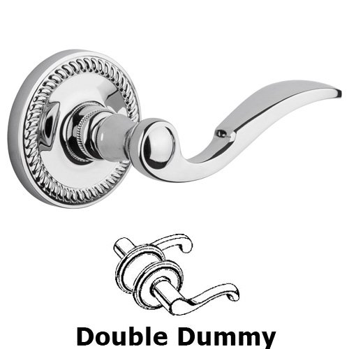 Double Dummy Lever - Newport Rosette with Portofino Door Lever in Bright Chrome