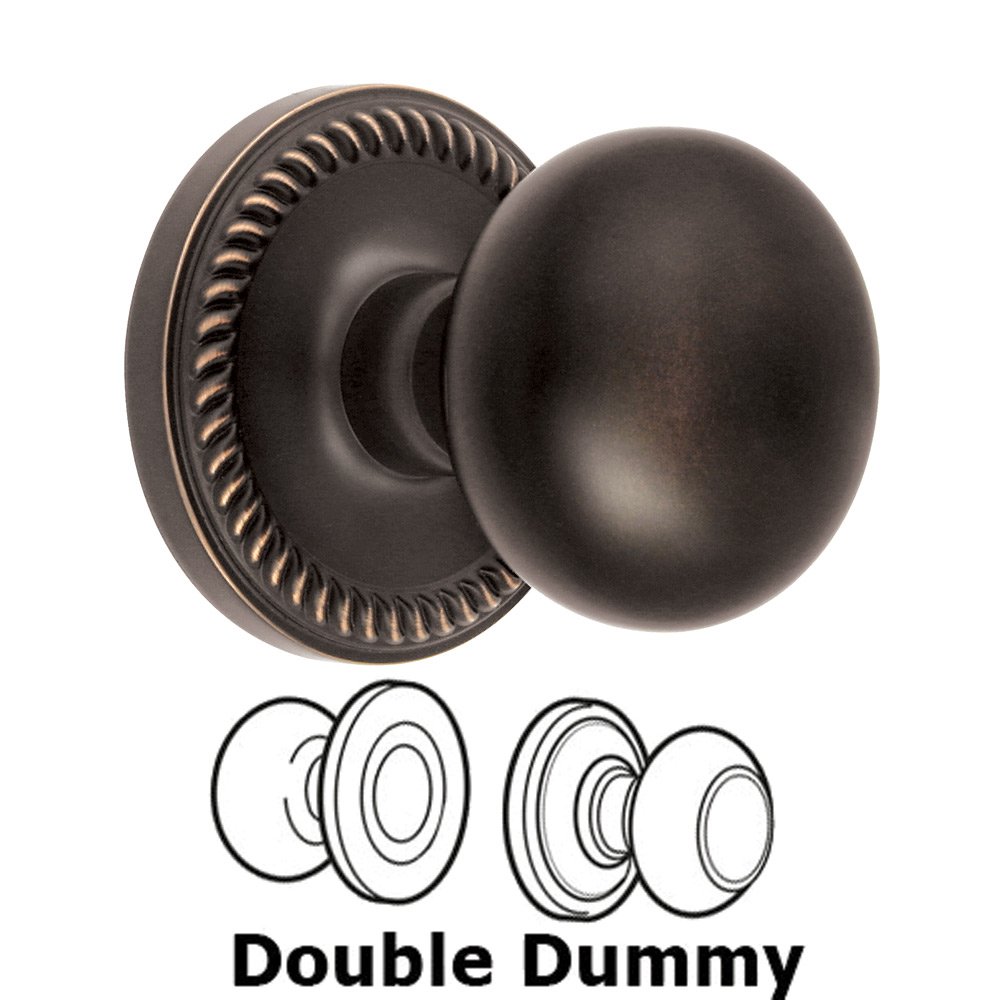 Double Dummy Knob - Newport Rosette with Fifth Avenue Door Knob in Timeless Bronze