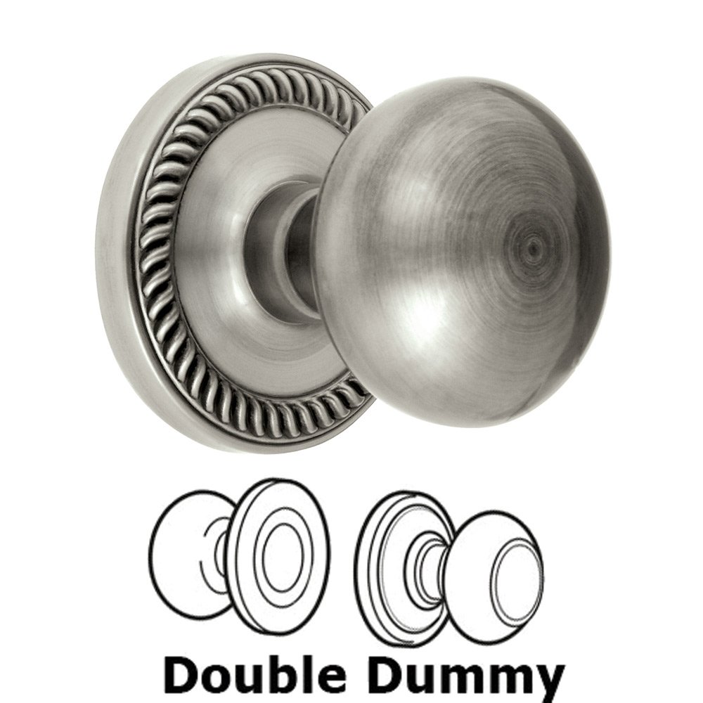 Double Dummy Knob - Newport Rosette with Fifth Avenue Door Knob in Antique Pewter