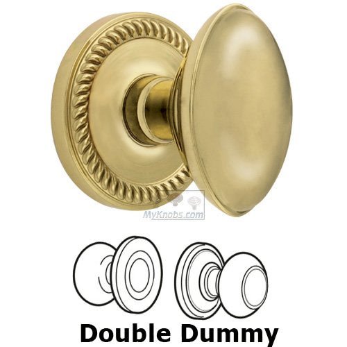 Double Dummy Knob - Newport Rosette with Eden Prairie Door Knob in Polished Brass