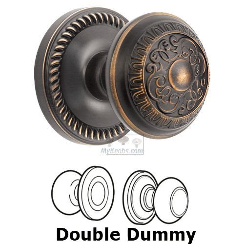 Double Dummy Knob - Newport Rosette with Windsor Door Knob in Timeless Bronze