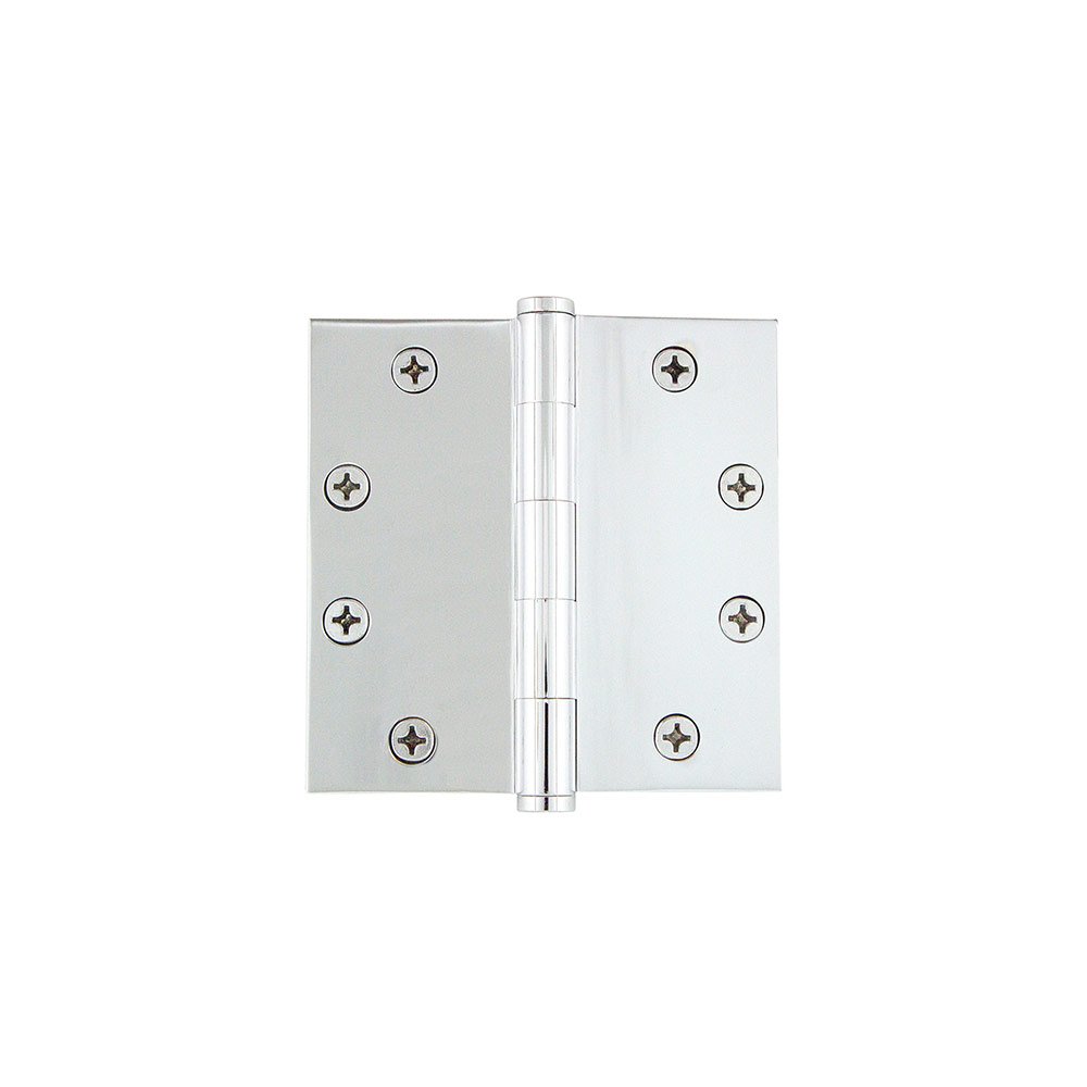 4 1/2" Button Tip Heavy Duty Hinge with Square Corners in Bright Chrome