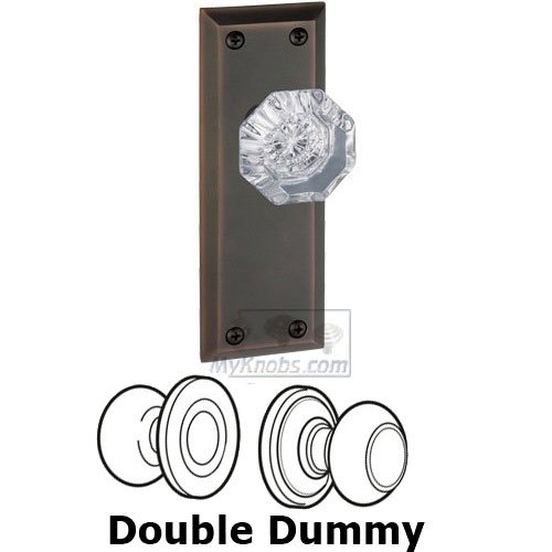 Double Dummy Knob - Fifth Avenue Plate with Chambord Crystal Door Knob in Timeless Bronze