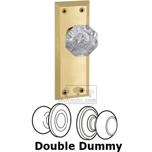 Double Dummy Knob - Fifth Avenue Plate with Chambord Crystal Door Knob in Polished Brass