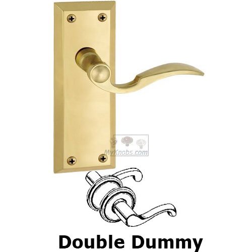 Double Dummy Fifth Avenue Plate with Bellagio Right Handed Lever in Polished Brass