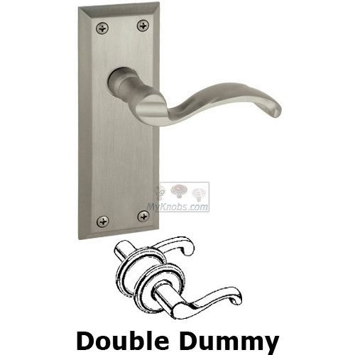 Double Dummy Fifth Avenue Plate with Portofino Right Handed Lever in Satin Nickel