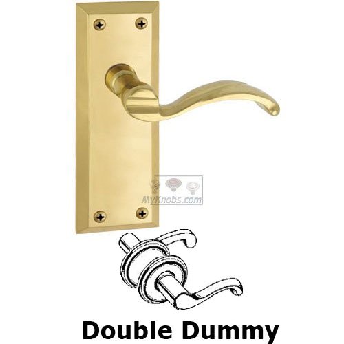Double Dummy Fifth Avenue Plate with Portofino Right Handed Lever in Polished Brass