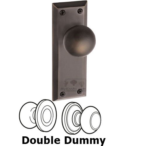 Double Dummy Knob - Fifth Avenue Plate with Fifth Avenue Door Knob in Timeless Bronze