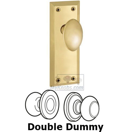 Double Dummy Knob - Fifth Avenue Plate with Eden Prairie Door Knob in Polished Brass