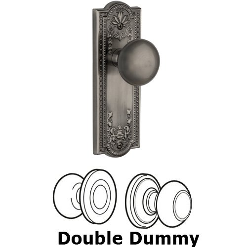 Double Dummy Knob - Parthenon Plate with Fifth Avenue Door Knob in Antique Pewter