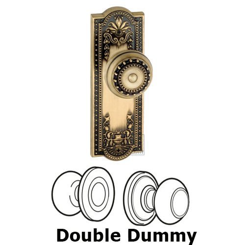 Double Dummy Knob - Parthenon Plate with Parthenon Door Knob in Vintage Brass