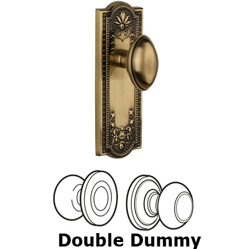 Double Dummy Knob - Parthenon Plate with Eden Prairie Door Knob in Vintage Brass