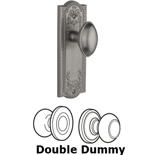 Double Dummy Knob - Parthenon Plate with Eden Prairie Door Knob in Satin Nickel