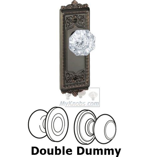 Double Dummy Knob - Windsor Plate with Chambord Crystal Door Knob in Timeless Bronze