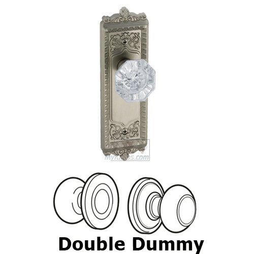Double Dummy Knob - Windsor Plate with Chambord Crystal Door Knob in Satin Nickel