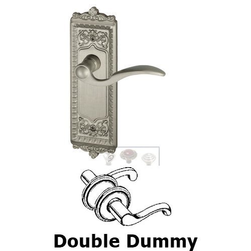 Double Dummy Windsor Plate with Right Handed Bellagio Door Lever in Satin Nickel
