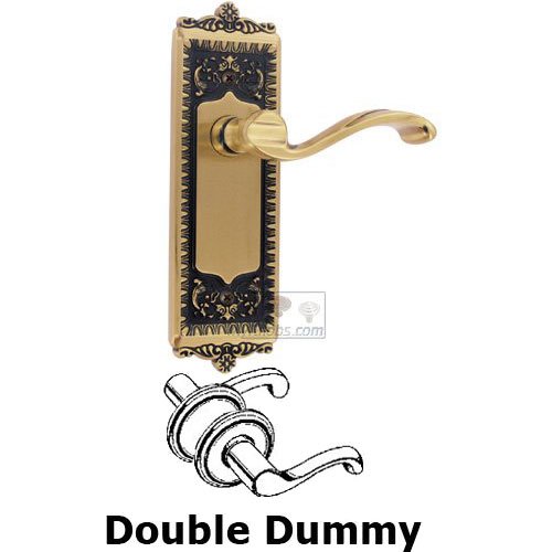 Double Dummy Windsor Plate with Left Handed Portofino Door Lever in Vintage Brass