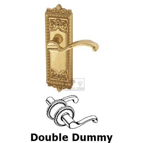 Double Dummy Windsor Plate with Right Handed Portofino Door Lever in Polished Brass