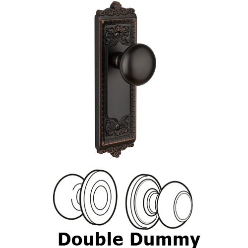 Double Dummy Knob - Windsor Plate with Fifth Avenue Door Knob in Timeless Bronze