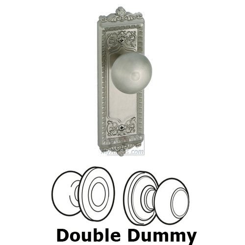Double Dummy Knob - Windsor Plate with Fifth Avenue Door Knob in Satin Nickel
