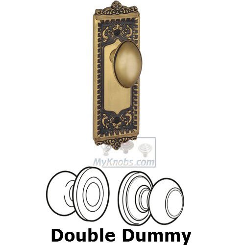 Double Dummy Knob - Windsor Plate with Eden Prairie Door Knob in Vintage Brass