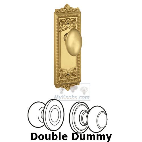 Double Dummy Knob - Windsor Plate with Eden Prairie Door Knob in Polished Brass