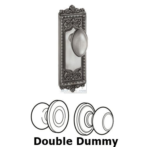 Double Dummy Knob - Windsor Plate with Eden Prairie Door Knob in Antique Pewter