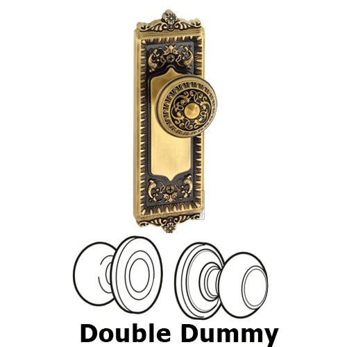 Double Dummy Knob - Windsor Plate with Windsor Door Knob in Vintage Brass