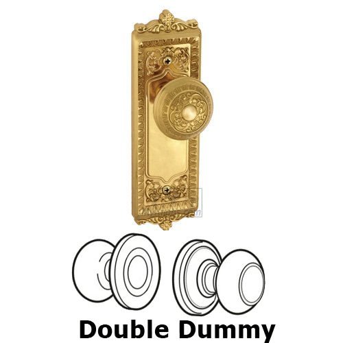 Double Dummy Knob - Windsor Plate with Windsor Door Knob in Polished Brass