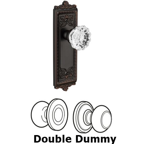 Double Dummy Knob - Windsor Plate with Fontainebleau Crystal Door Knob in Timeless Bronze
