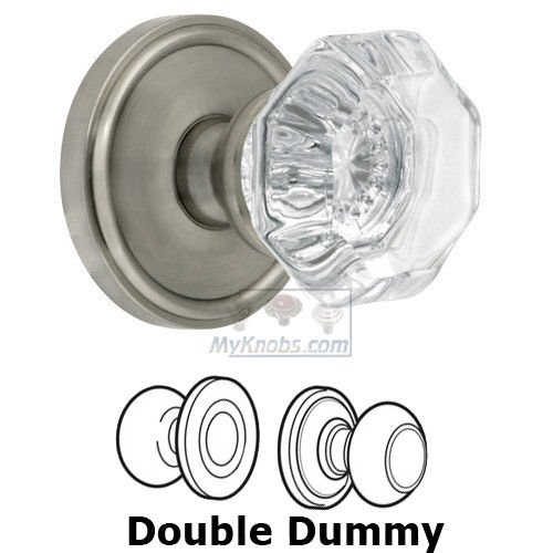Double Dummy Knob - Georgetown Rosette with Chambord Crystal Door Knob in Satin Nickel