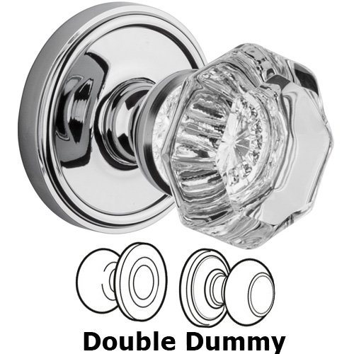 Double Dummy Knob - Georgetown Rosette with Chambord Crystal Door Knob in Bright Chrome