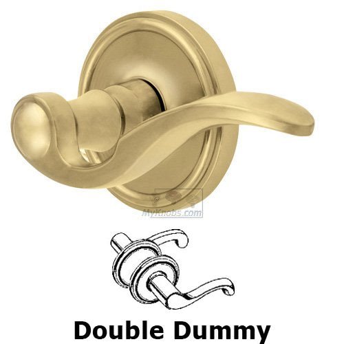 Double Dummy Georgetown Rosette with Bellagio Right Handed Lever in Polished Brass