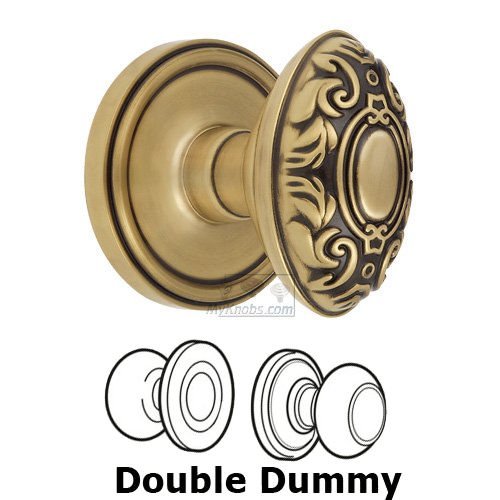 Double Dummy Knob - Georgetown Rosette with Grande Victorian Door Knob in Vintage Brass