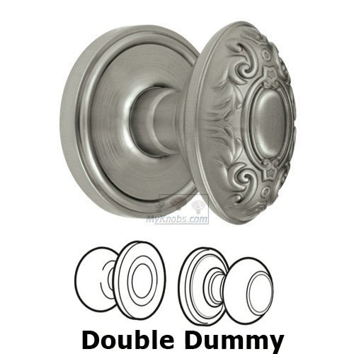 Double Dummy Knob - Georgetown Rosette with Grande Victorian Door Knob in Satin Nickel