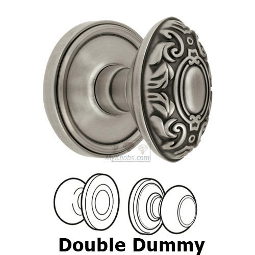 Double Dummy Knob - Georgetown Rosette with Grande Victorian Door Knob in Antique Pewter
