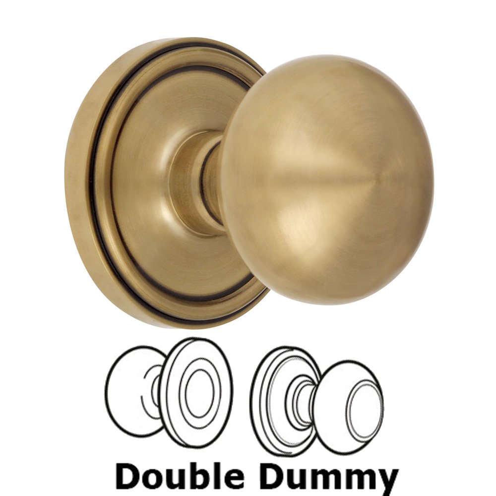 Double Dummy Knob - Georgetown Rosette with Fifth Avenue Door Knob in Vintage Brass