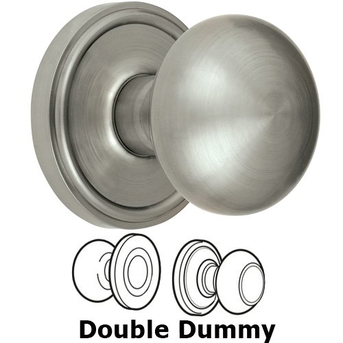 Double Dummy Knob - Georgetown Rosette with Fifth Avenue Door Knob in Satin Nickel