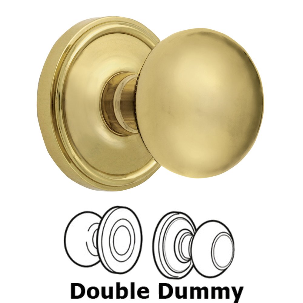 Double Dummy Knob - Georgetown Rosette with Fifth Avenue Door Knob in Polished Brass
