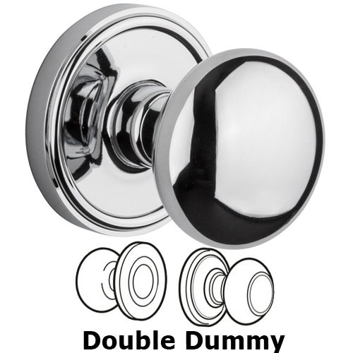 Double Dummy Knob - Georgetown Rosette with Fifth Avenue Door Knob in Bright Chrome