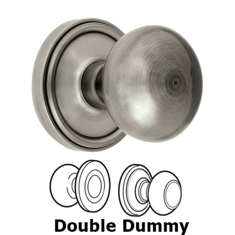 Double Dummy Knob - Georgetown Rosette with Fifth Avenue Door Knob in Antique Pewter