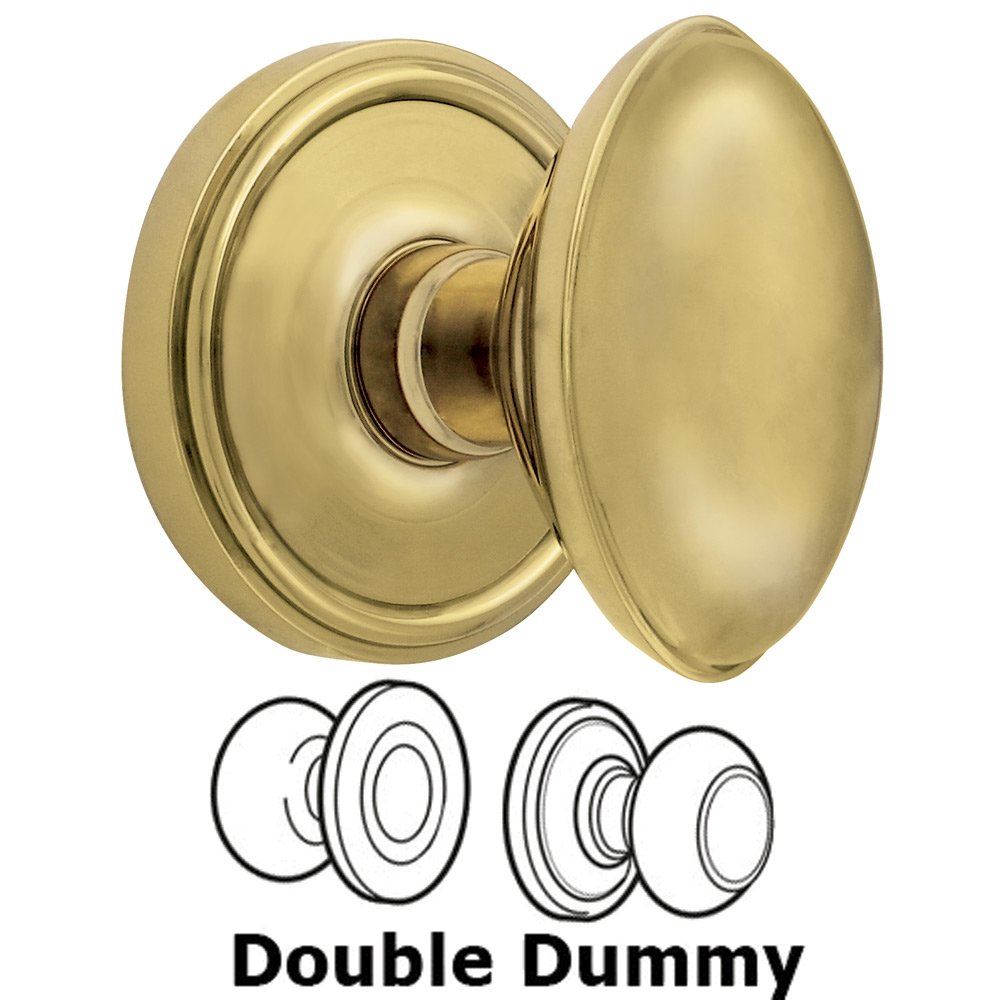Double Dummy Knob - Georgetown Rosette with Eden Prairie Door Knob in Polished Brass