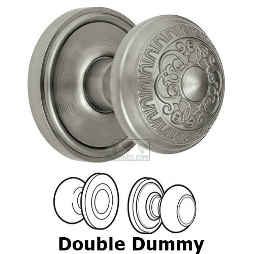 Double Dummy Knob - Georgetown Rosette with Windsor Door Knob in Satin Nickel